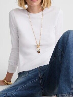 Madewell 90s White Crewneck Long Sleeve Tee